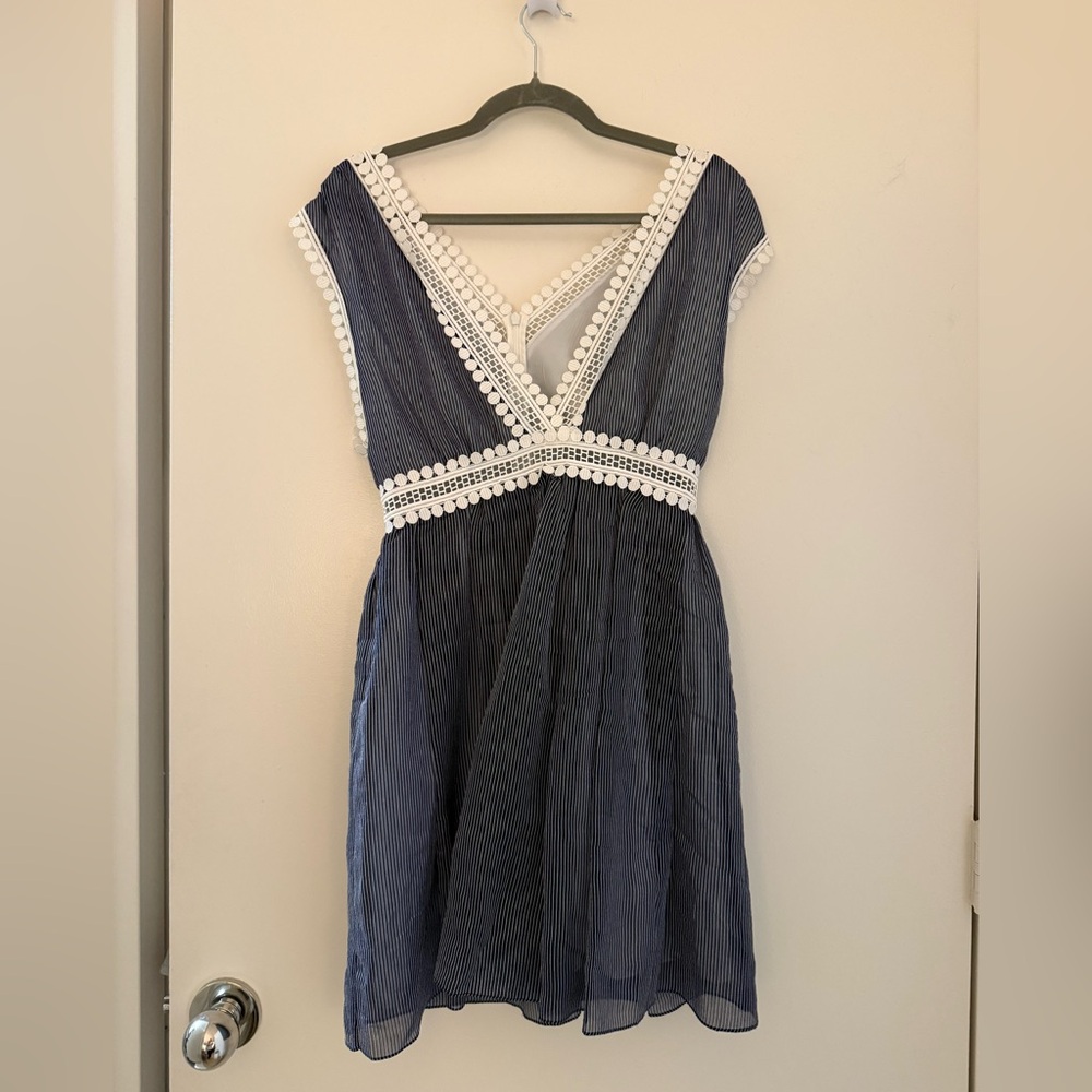 Sandro Dress. Blue and white stripe